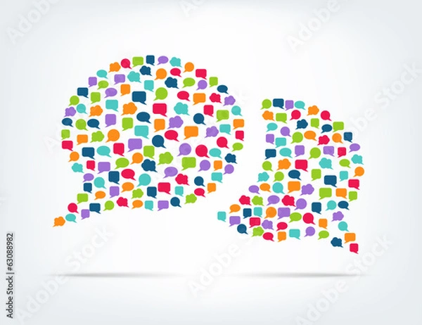 Fototapeta Vector thought and speech bubbles formed from colorful bubbles