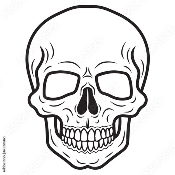 Obraz black and white skull vector, skull illustration, skull icon isolated on white background, fully editable in eps format and ready to print,