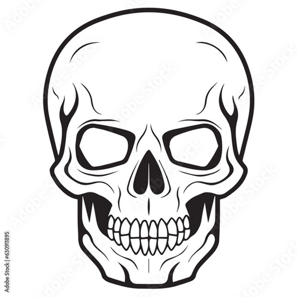 Fototapeta black and white skull vector, skull illustration, skull icon isolated on white background, fully editable in eps format and ready to print,