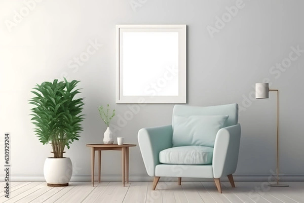 Fototapeta Soft and Minimal Frame in Serene Setting Frame Mockup, generative, ai
