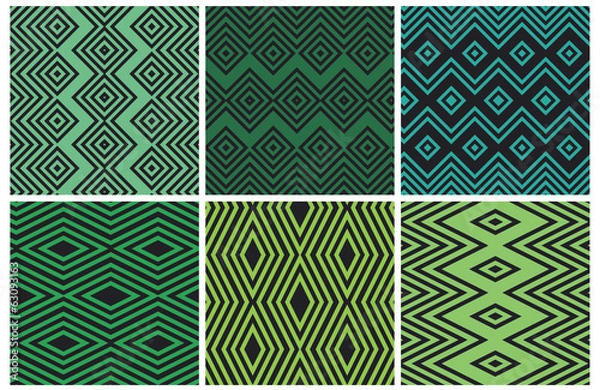 Fototapeta Set of seamless geometric patterns