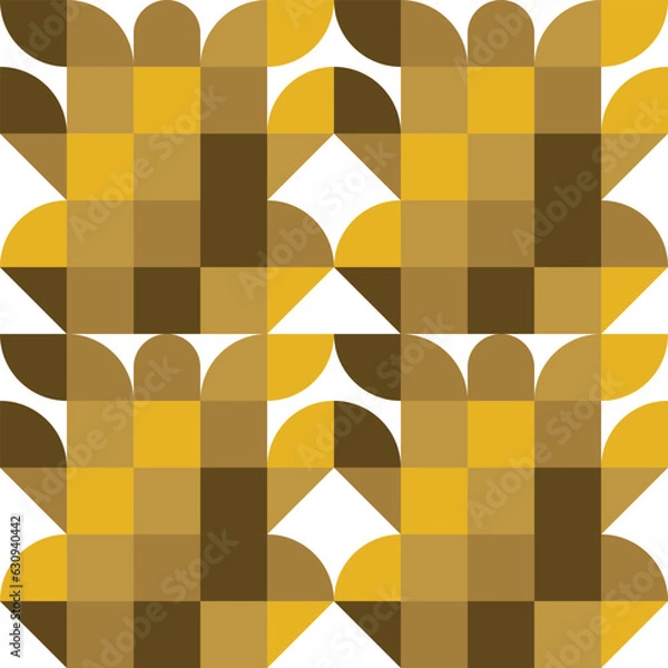 Fototapeta Geometric Mosaic Abstract Pattern Decorative Ornament Background Wall Vector Illustration Brown Yellow