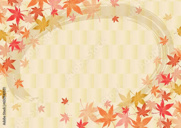 Fototapeta もみじのフレームの模様の入った背景の壁紙
