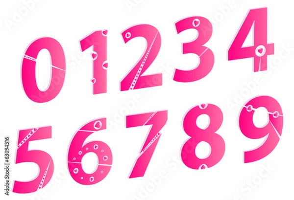Fototapeta 3D Valentines Day Love Alphabet Numbers Set Concept Vector
