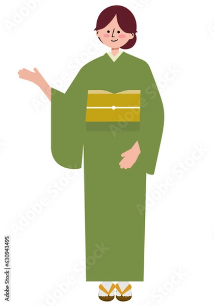 Obraz 手で案内する旅館の女将のイラスト