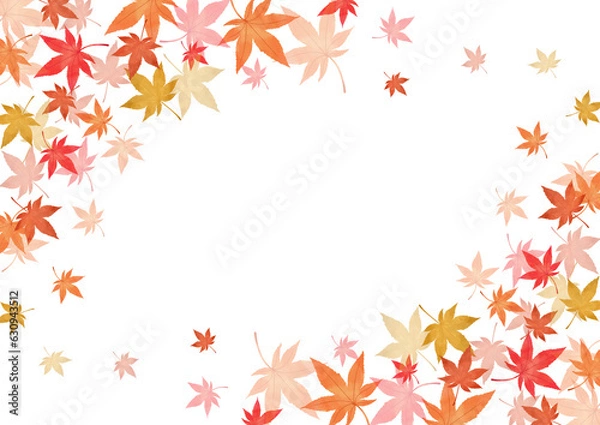 Obraz もみじのフレームの白色の背景の壁紙
