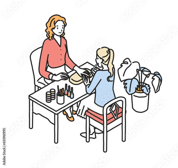 Fototapeta インバウンド　ネイルサロンを体験する外国人女性