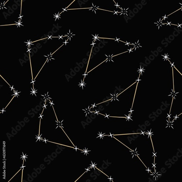 Obraz Zodiac sign space constellation seamless pattern