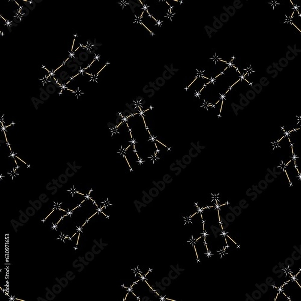 Obraz Zodiac sign space constellation seamless pattern