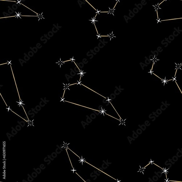 Obraz Zodiac sign space constellation seamless pattern