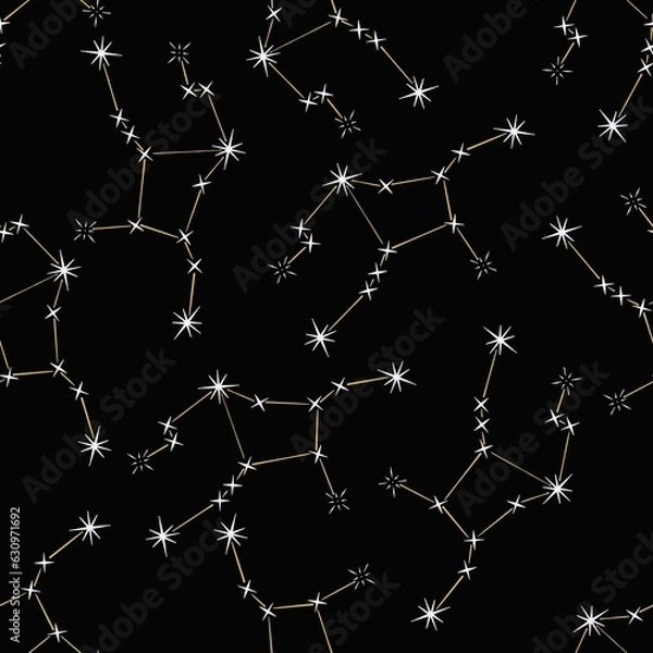 Obraz Zodiac sign space constellation seamless pattern