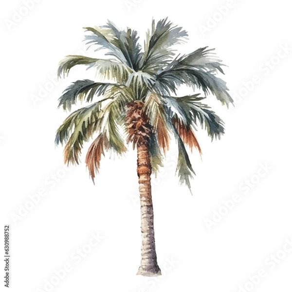 Fototapeta palm watercolor illustration, generative AI