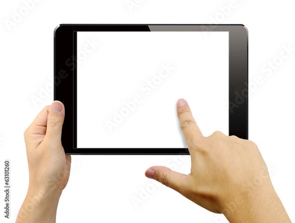 Fototapeta タブレットと男性の手