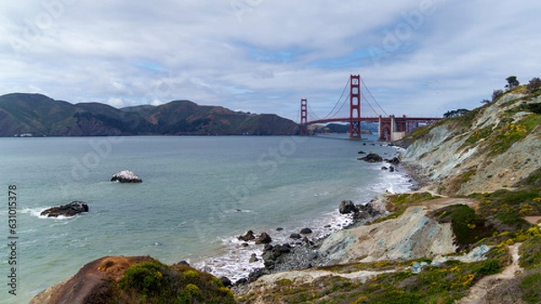Obraz Golden Gate Bridge, San Francisco Bay landscape, beach, california, ua