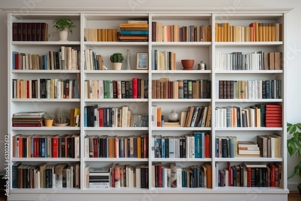 Fototapeta Minimalist Bookshelf With Neatly Arrangement, Generative AI