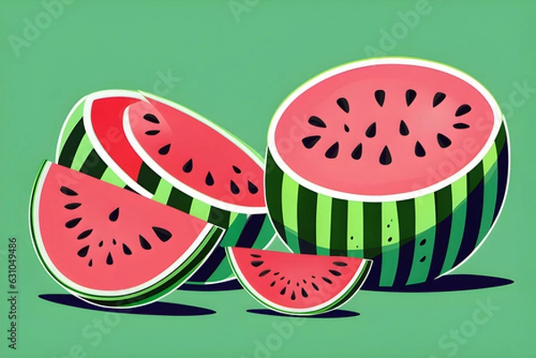 Fototapeta watermelon illustration. generative ai