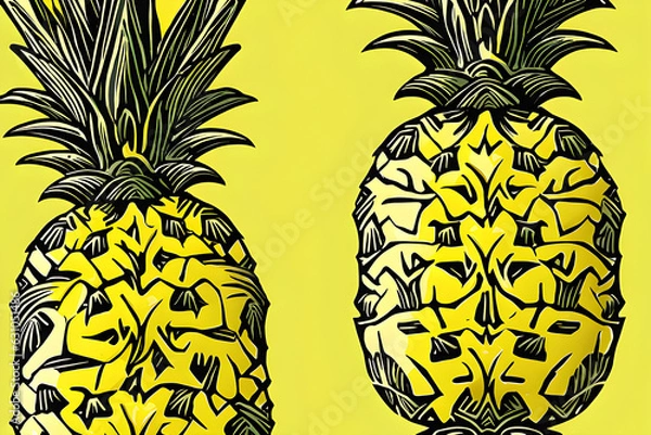 Fototapeta pineapple fruit illustration. generative ai