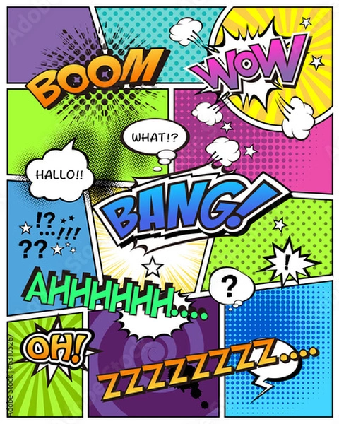 Obraz Komiks, balon, rozdzielony tło materiał