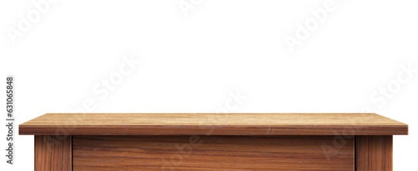 Obraz dark wooden table template, desktop tabletop mock-up, front view, isolated