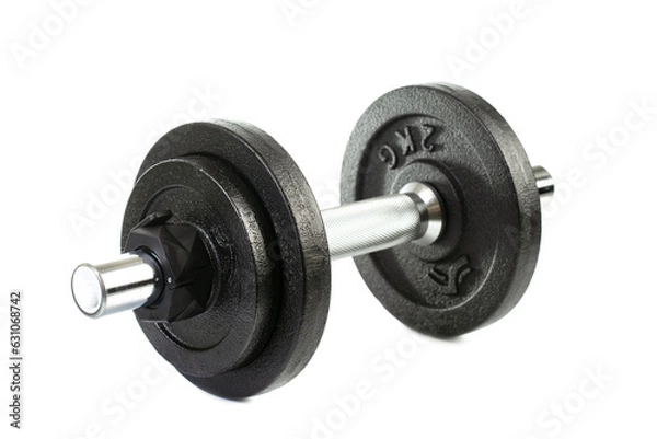 Fototapeta One dumbbell isolated on white background