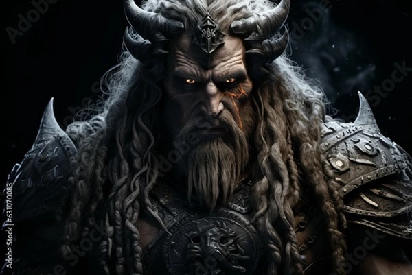 Fototapeta Viking warrior face. Generate Ai