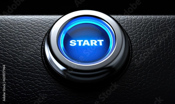 Fototapeta Blue illuminated start button