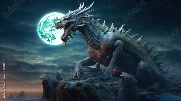 Obraz dragon and moon