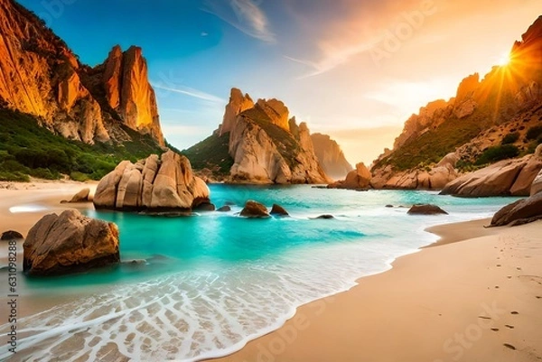 Obraz sunset on the beach generated ai