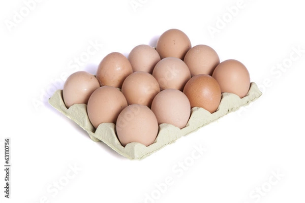 Obraz Twelve eggs in a dozen eggs cardboard