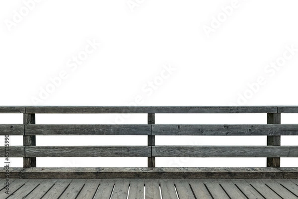 Fototapeta Wooden railing and floor isolated on white background