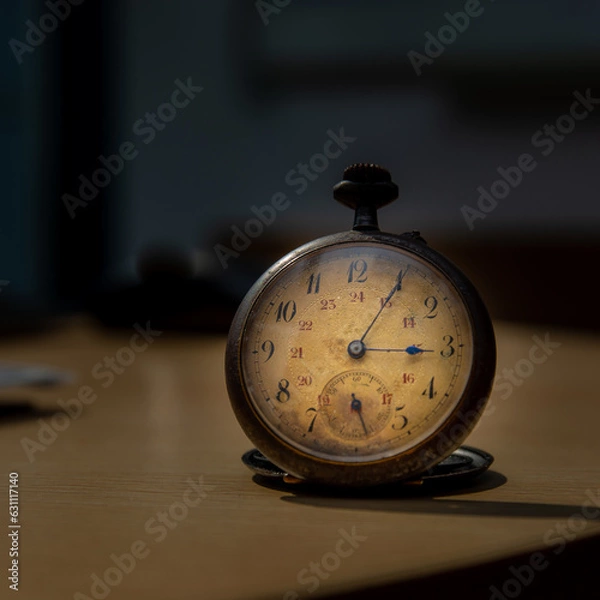 Obraz Old watch sitting on a table