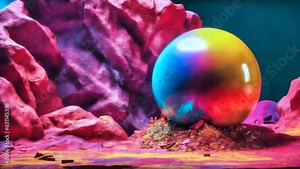 Obraz colorful sphere and rocks