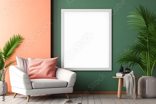 Fototapeta Soft and Stylish Interior Setting Frame Mockup, generative, ai