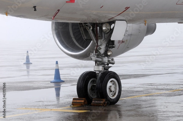 Obraz Front landing gear light aircraft on the ground