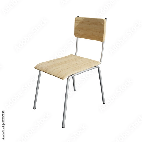 Obraz Wooden school chair isolated. 3d render
