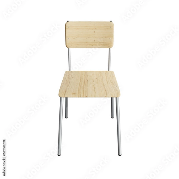 Obraz Wooden school chair isolated. 3d render