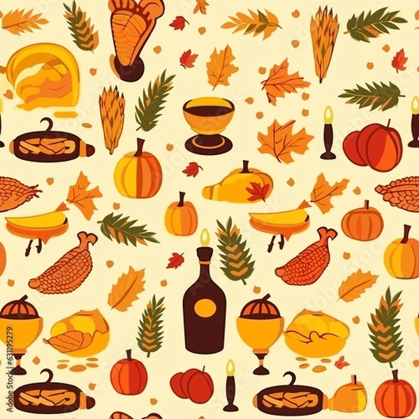 Obraz Thanksgiving Pattern vector illustration, Background
