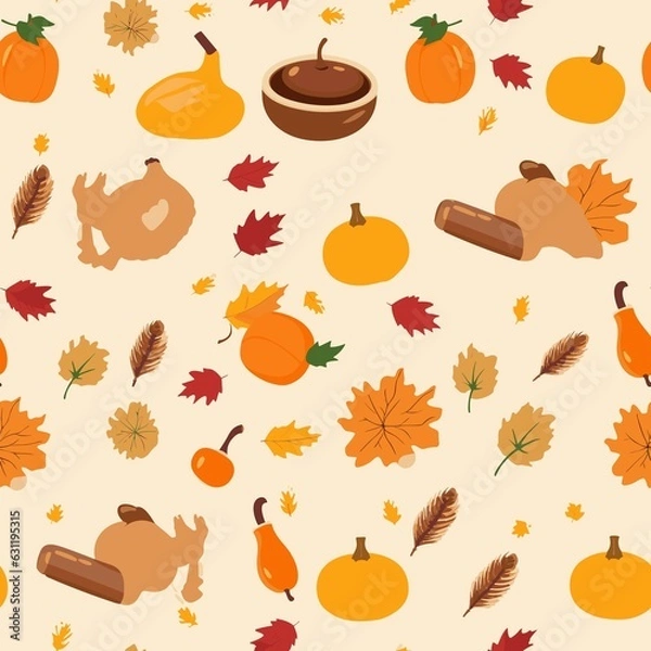 Obraz Thanksgiving Pattern vector illustration, Background