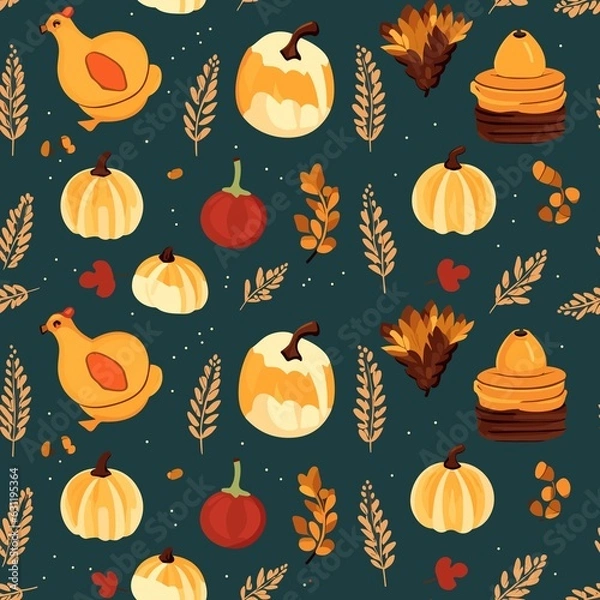 Obraz Thanksgiving Pattern vector illustration, Background