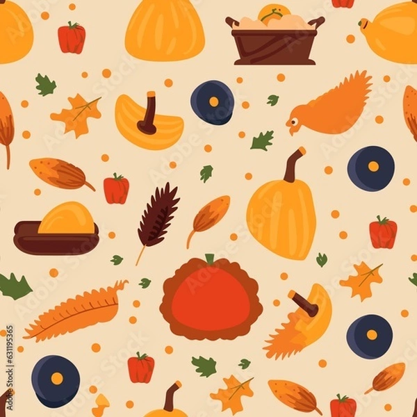 Obraz Thanksgiving Pattern vector illustration, Background