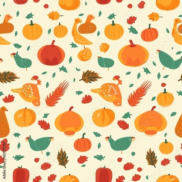 Obraz Thanksgiving Pattern vector illustration, Background