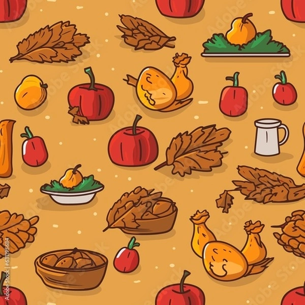 Obraz Thanksgiving Pattern vector illustration, Background