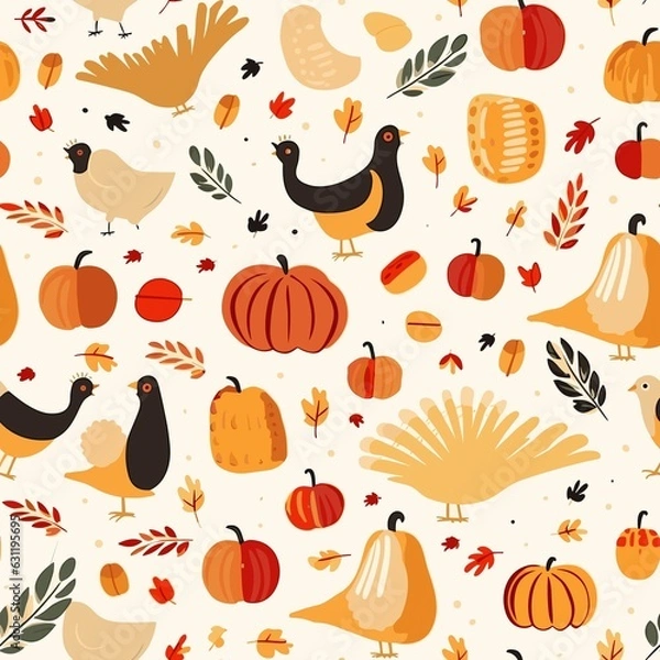 Obraz Thanksgiving Pattern vector illustration, Background