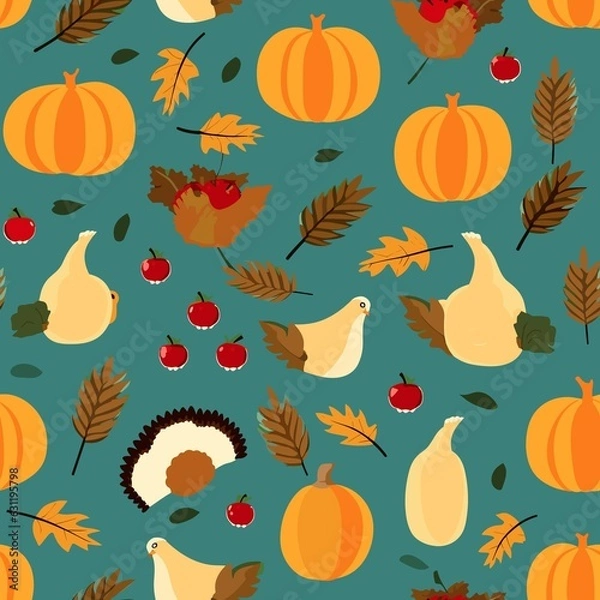 Obraz Thanksgiving Pattern vector illustration, Background