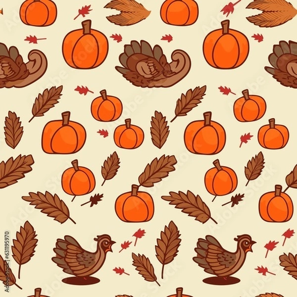 Obraz Thanksgiving Pattern vector illustration, Background
