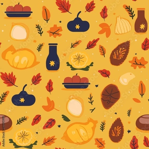 Obraz Thanksgiving Pattern vector illustration, Background