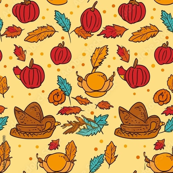 Obraz Thanksgiving Pattern vector illustration, Background