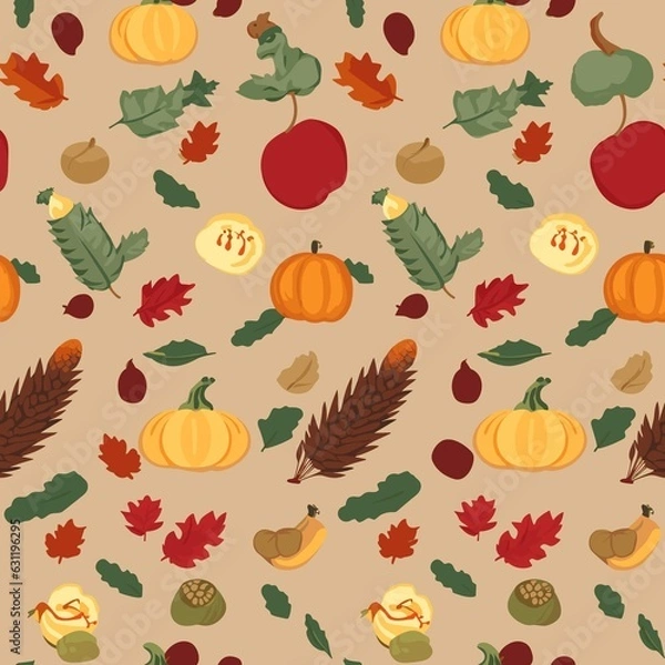 Fototapeta Thanksgiving Pattern vector illustration, Background