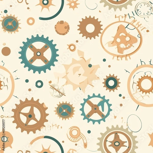 Fototapeta Steampunk Pattern vector illustration, Background