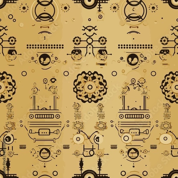 Fototapeta Steampunk Pattern vector illustration, Background